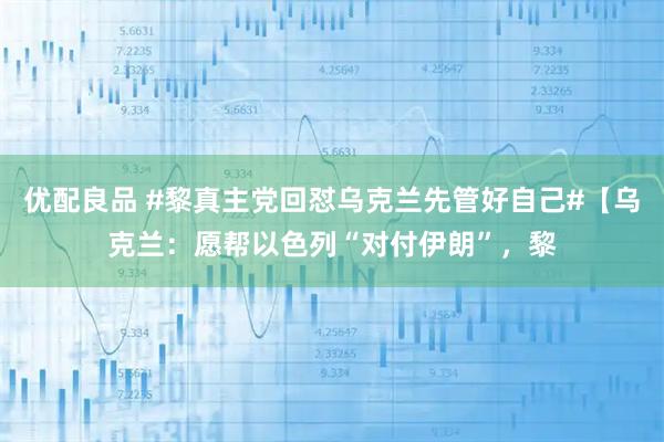 优配良品 #黎真主党回怼乌克兰先管好自己#【乌克兰:愿帮以色列“对付伊朗”,黎