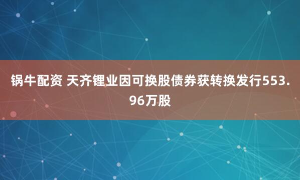 锅牛配资 天齐锂业因可换股债券获转换发行553.96万股